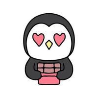 Lovely penguin holding chocolate illustration. Vector graphics for t-shirt prints and other uses.