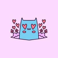 gato divertido en la ilustración de amor. gráficos vectoriales para estampados de camisetas y otros usos. vector