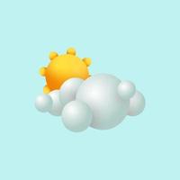 Sunny day and clouds cartoon illustration. Sun and cloud weather web icon vector