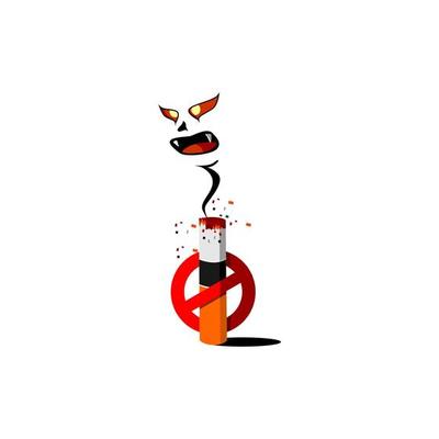 vector illustration of no smoking sign and ghost smoke