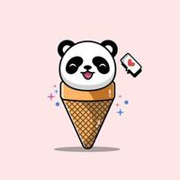 Ice cream panda illustration vector