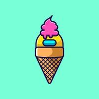 lindo personaje de dibujos animados juego helado vector