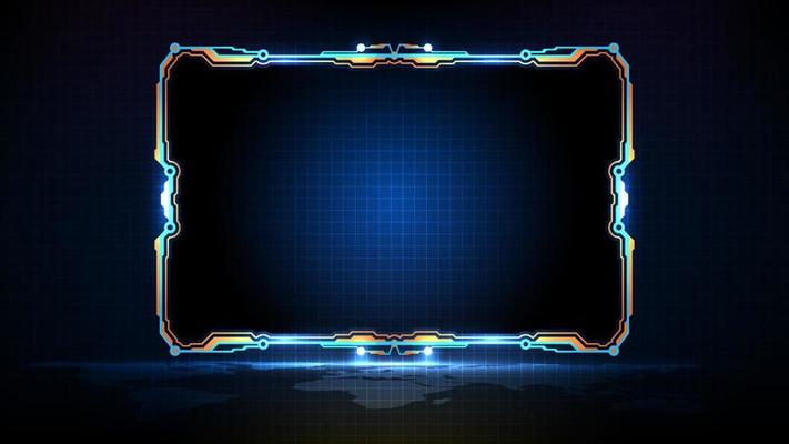 abstract futuristic background of blue glowing technology sci fi frame hud ui lower third