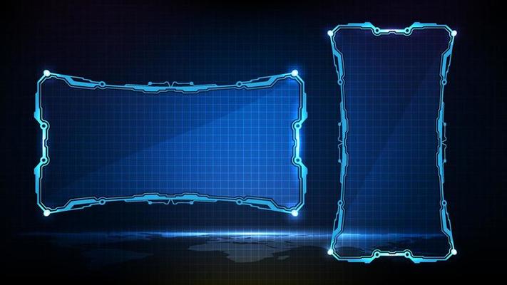 abstract futuristic background of blue glowing technology sci fi frame hud ui lower third
