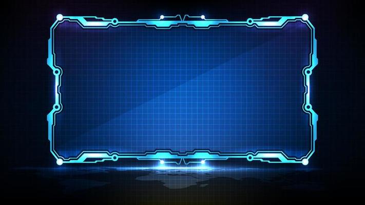 abstract futuristic background of blue glowing technology sci fi frame hud ui lower third