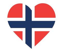 Norway Flag National Europe Emblem Heart Icon Vector Illustration Abstract Design Element