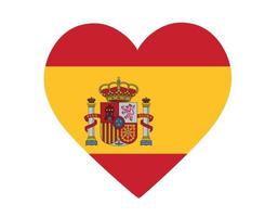 Spain Flag National Europe Emblem Heart Icon Vector Illustration Abstract Design Element