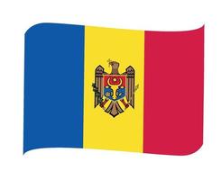 Moldova Flag National Europe Emblem Ribbon Icon Vector Illustration Abstract Design Element