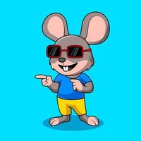 cartoon illustration of stylish mouse wearing glasses isolated vector