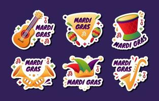 Mardi Gras Festivity Sticker Collection vector