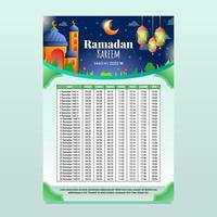 Fasting Month Calendar Template vector