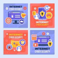Safe Internet Cyber Security Social Media Post vector