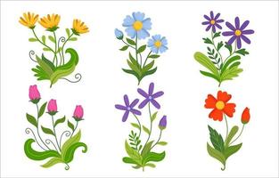 conjunto de colección de elementos florales de primavera vector