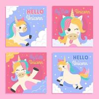 Cute Unicorn on Social Media Post vector