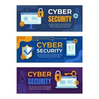 conjunto de banner de seguridad cibernética segura en internet vector