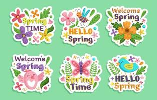 Element of Spring Season Sticker Set vector