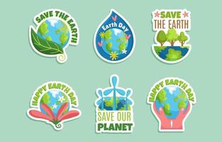 Celebrate Earth Day Sticker Set vector