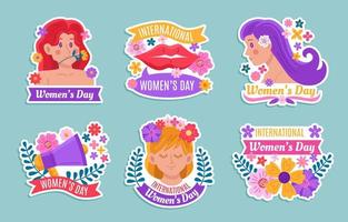 Sticker Set of International Womens Day vector