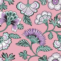 Floral seamlessl pattern. Ornamental backdrop design with fantastic flowers and leaves.  Flourish tiled background. vector