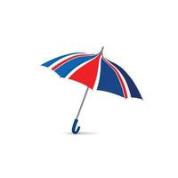 British flag colored umbrella. Season english fashion accessory. Travel Great Britain sign vector