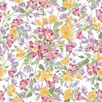 Floral seamless pattern. Flower garden ornamental white background. Flourish garden texture vector