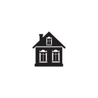 Home icon. Building facade emblem. REtro village house with window silhouette sign vector