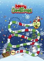 Snake and ladders game template with Christmas theme vector