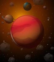 Mars planet on space background vector