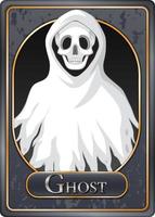 White ghost character game card template vector