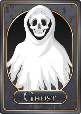 White ghost character game card template