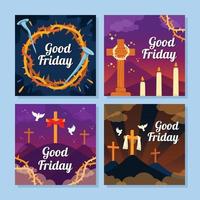 Set of Good Friday Social Media Posts vector