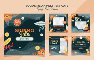 Set of Spring Fashion Sale Social Media Posts vector