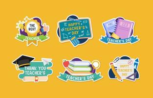 Happy National Teachers Day Sticker Label Set Template vector