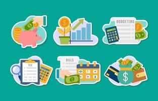 Financial Literacy Sticker Set vector