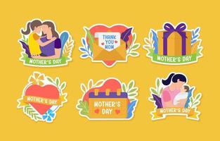 Mothers Day Sticker Label Set vector