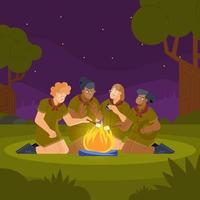 The Girl Scouting Night Concept vector