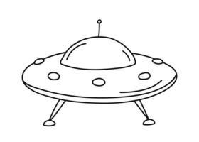 Flying saucer in doodle style. vector