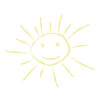 Hand drawn sun with chalk effect. vector