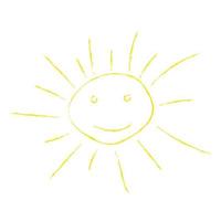 Hand drawn sun with chalk effect. vector