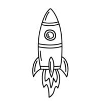 Space rocket in doodle style. vector