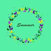 Frame made of butterflies with text summer. vector