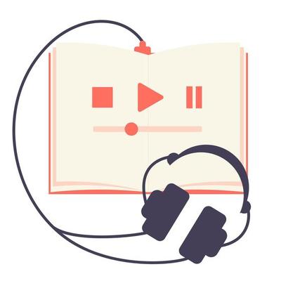 Headphones and book isolated on white background. Audiobook, electronic library, podcast. Concept of digital online books. Reading, distance learning, education