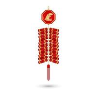 Red chinese firecracker flat icon. Vector. Red fire cracker art design with chinese zodiac sign year of rat. vector