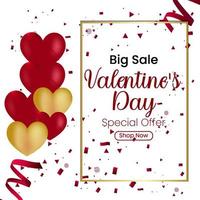 Valentines Day Sale Banner or Poster Set vector