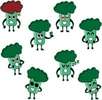 broccoli set expression flat character perfect for design project vector