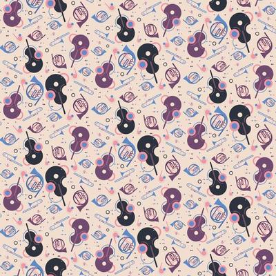 Seamless pattern with violin and french horn.