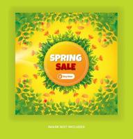 social media posts spring sale banner or flyer template with flower vector