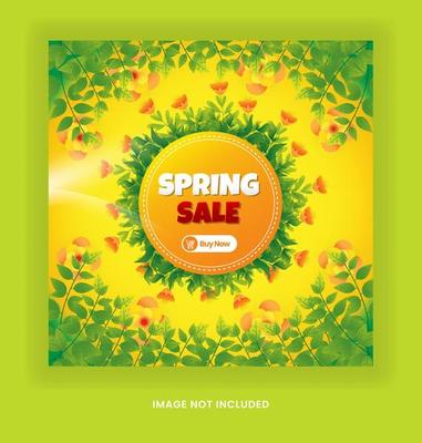 social media posts spring sale banner or flyer template with flower