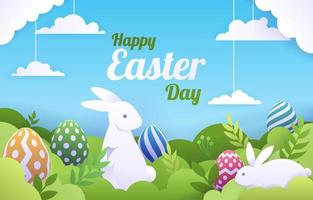 Happy Easter Day Paper Cut Background vector