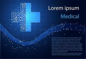 Abstract health science consist health plus digital technology concept  modern medical technology,Treatment,medicine on hi tech future blue background. for template, web design or presentation. vector